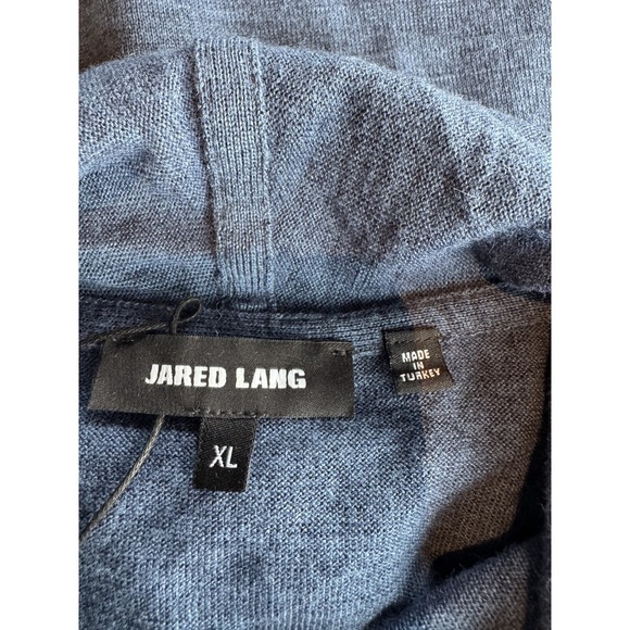 Jared Lang Men's Merino Wool Blend Pullover Hoodie Sweater Sz XL Navy Blue NWOT! - Picture 3 of 6